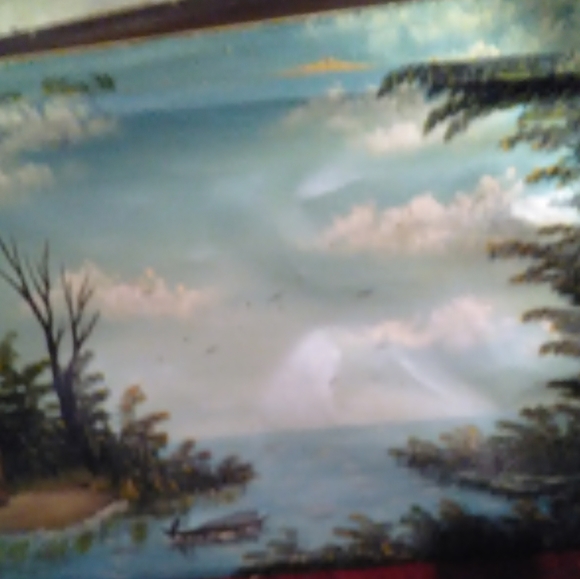 African people village original oil on canvas landscape painting 🎨🖌️ - Picture 4 of 4